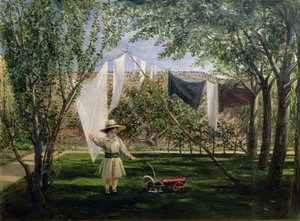 1840年、少年とアーティストの息子、ジョージダンロップレスリーのガーデンシーン 作： Charles Robert Leslie